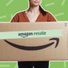 Woman holding Amazon box