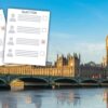 Houses of Parliament with two ballot papers in front