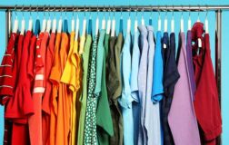 Bright clothes on a rail