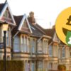 Money face emoji with Bristol houses