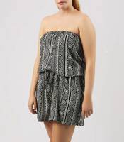 Inspire Black Aztec Print Bandeau Playsuit