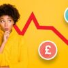 woman in front of graph euro and pound sign