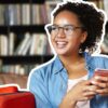 woman smiling on phone